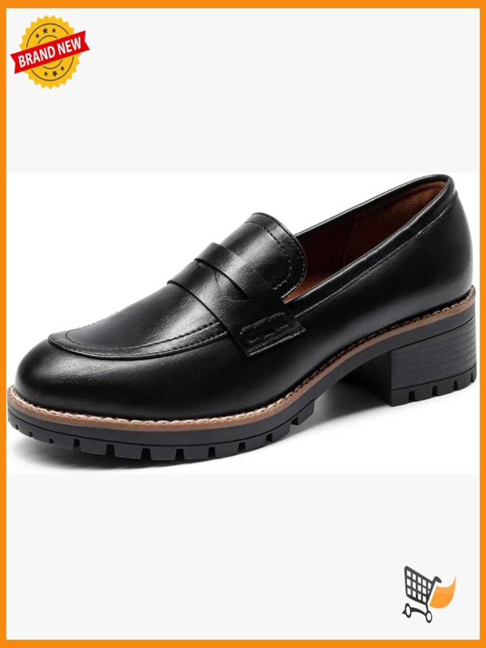 Chunky Platform Loafers, Cushioned Slip-On Business Casual Shoes